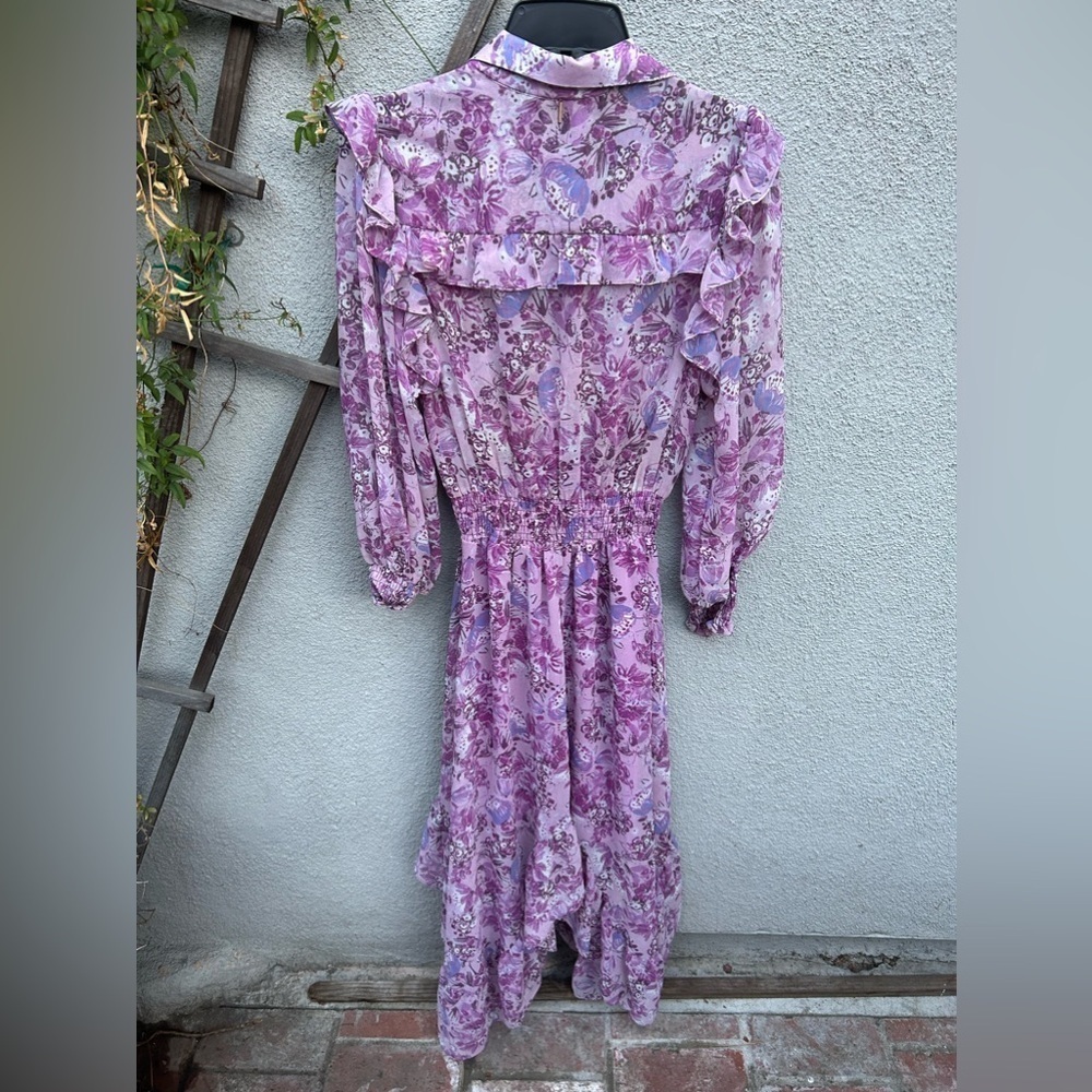 Misa Los Angeles Kaiya Dress in Lilac Floral Purple Midi Size Small - Picture 9 of 9
